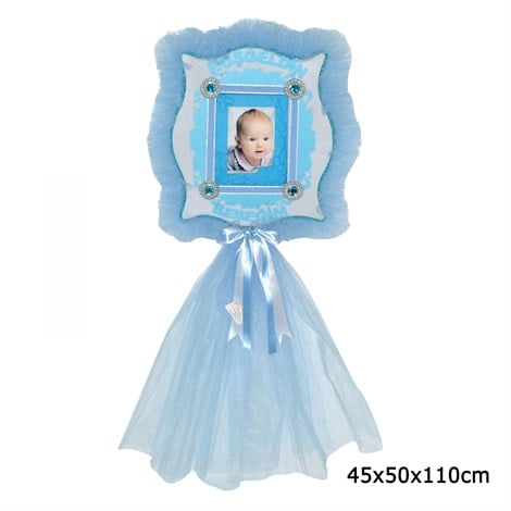  Kare Çerçeve Bebek Kapı Süsü Mavi 110cm
