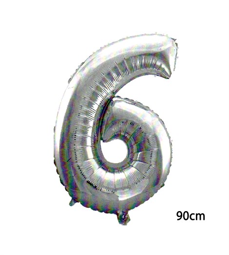 40inç 6 Rakamı Folyo Balon Gümüş 90cm