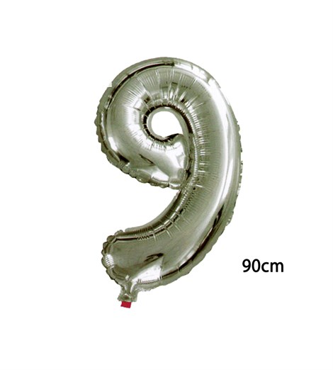 40inç 9 Rakamı Folyo Balon Gümüş 90cm
