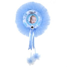  Çerçeveli Yuvarlak Bebek Kapı Süsü Mavi