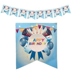 Happy Bırthday Kağıt Bayrak Flama 15cm Mavi