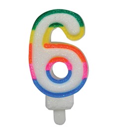 Renkli 6 Rakamı Doğum Günü Pastası Mumu 